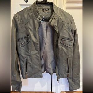 Womens Gray Leather Jacket